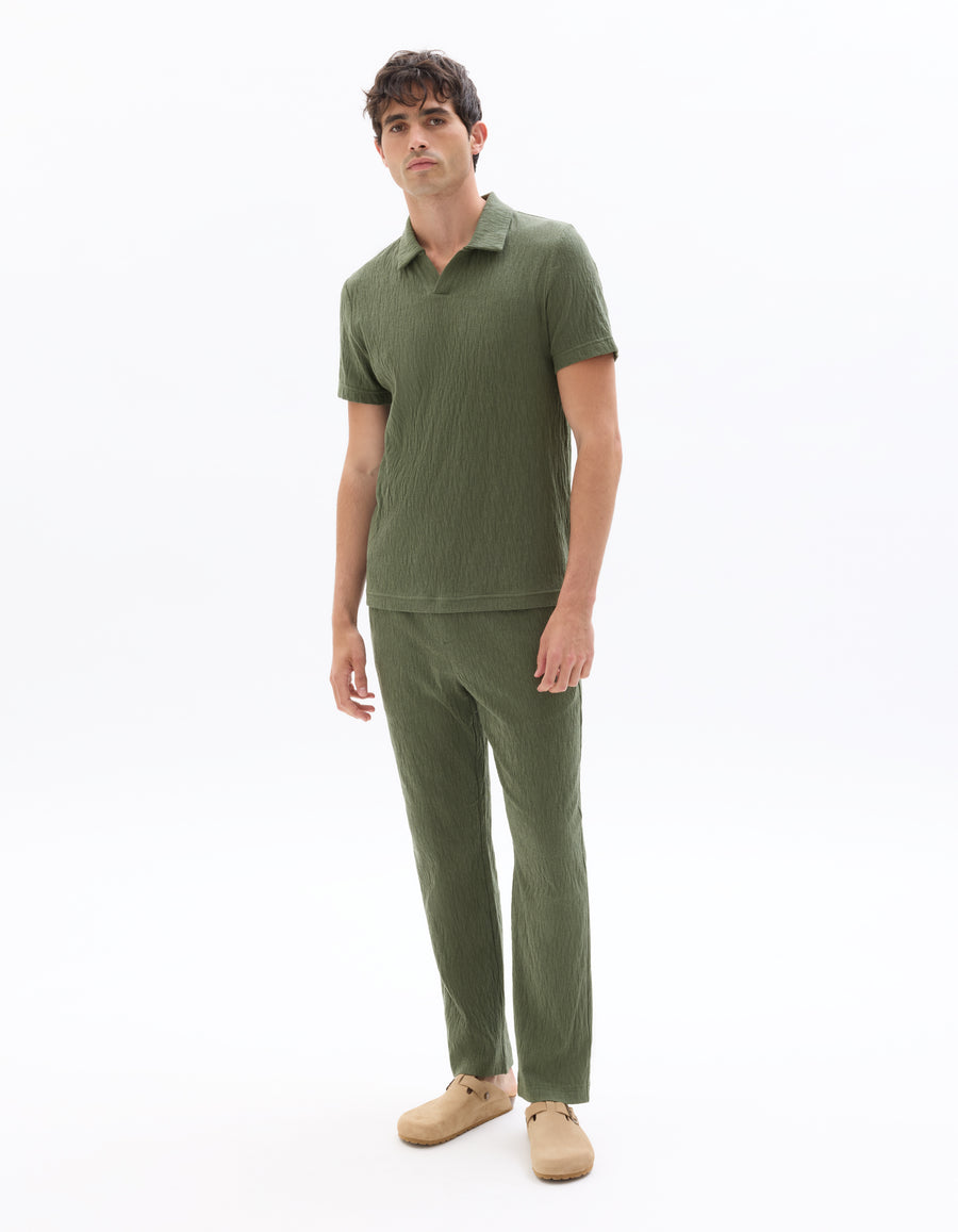 Straight Fit Poly-Cotton Casual Trouser - Olive
