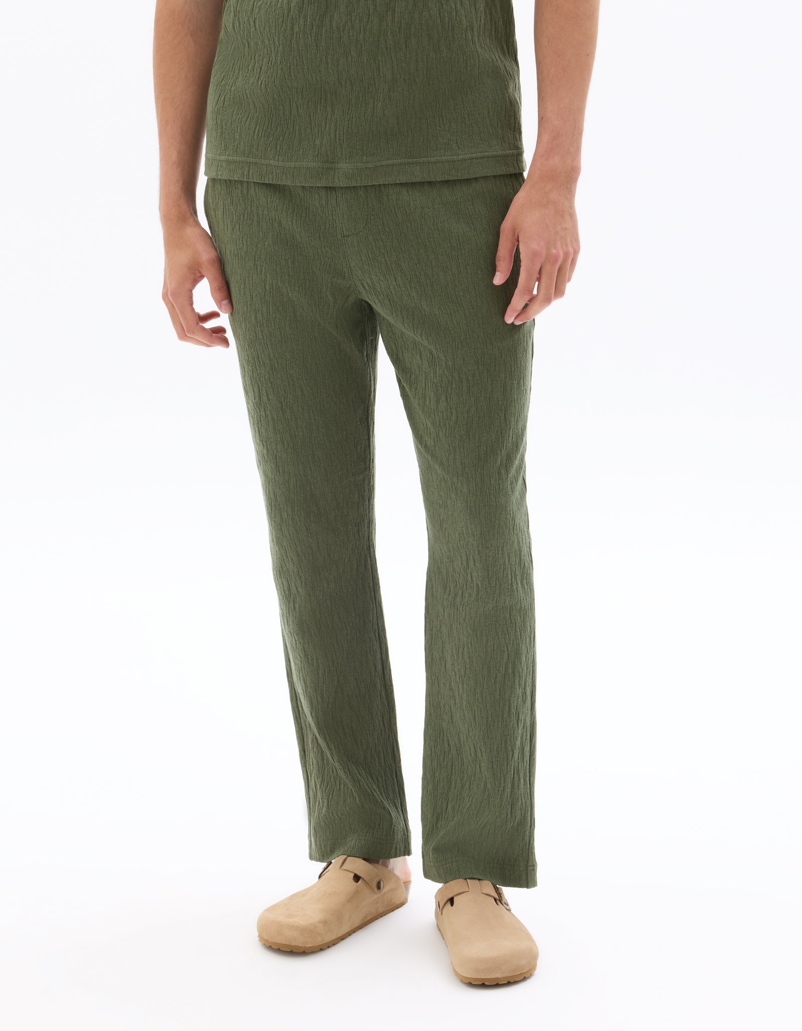 Straight Fit Poly-Cotton Casual Trouser - Olive