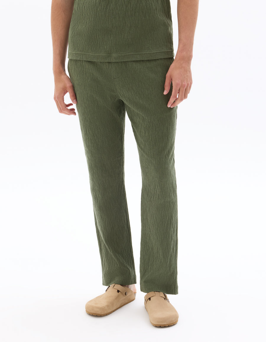 Straight Fit Poly-Cotton Casual Trouser - Olive