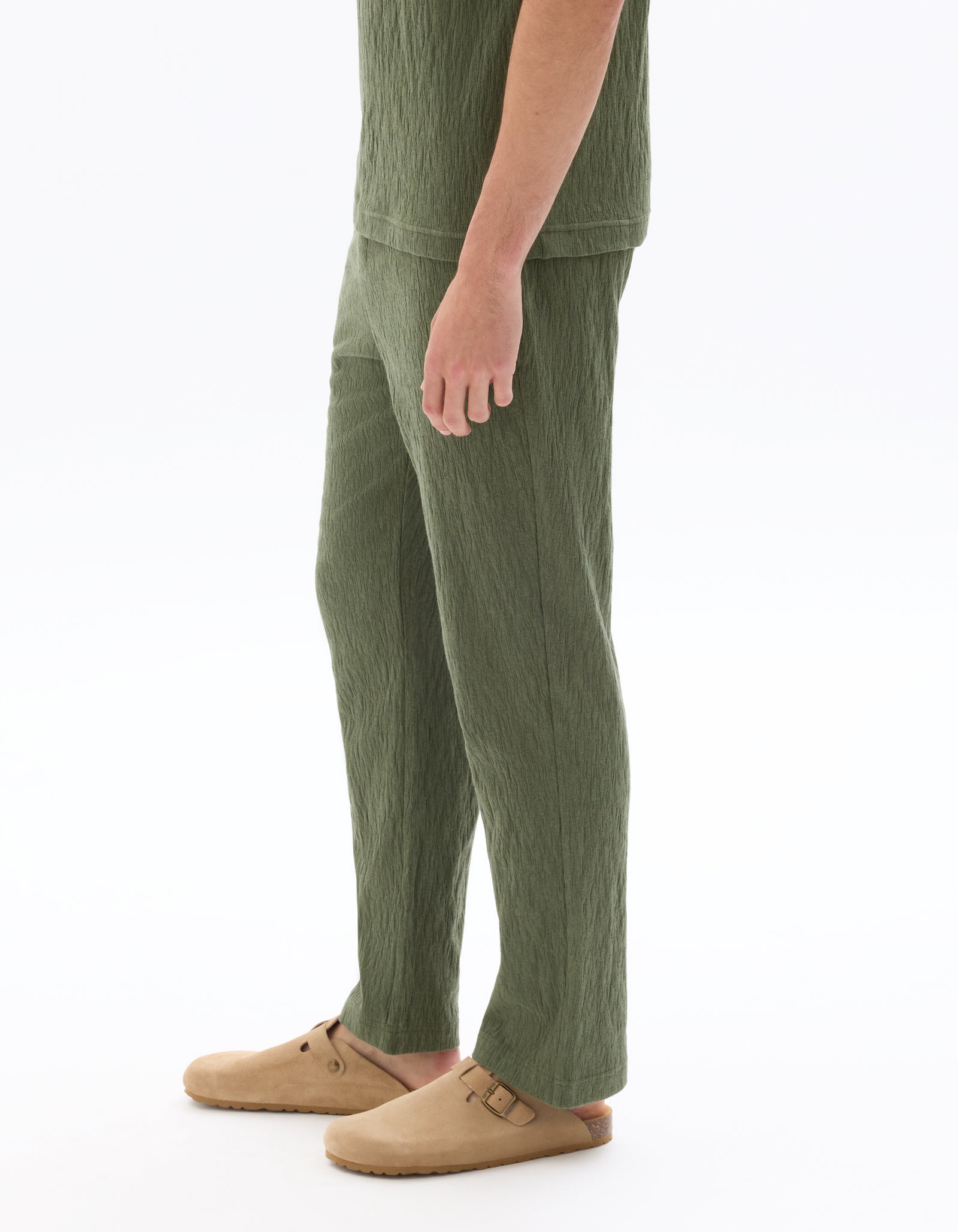 Straight Fit Poly-Cotton Casual Trouser - Olive