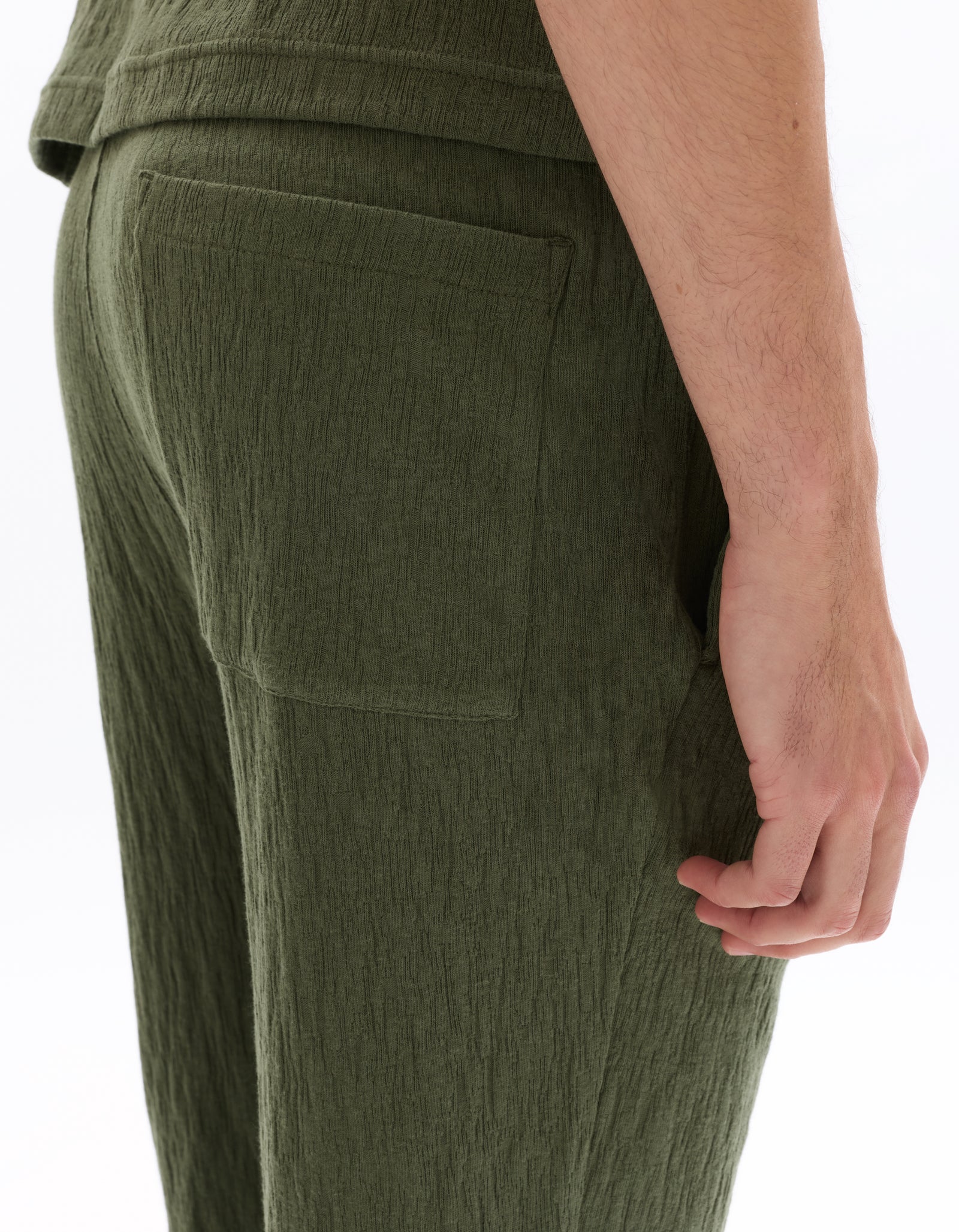 Straight Fit Poly-Cotton Casual Trouser - Olive