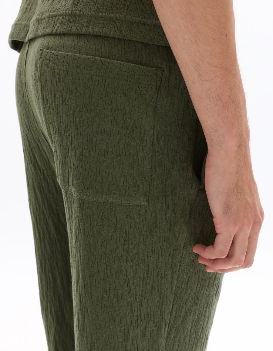 Straight Fit Poly-Cotton Casual Trouser - Olive