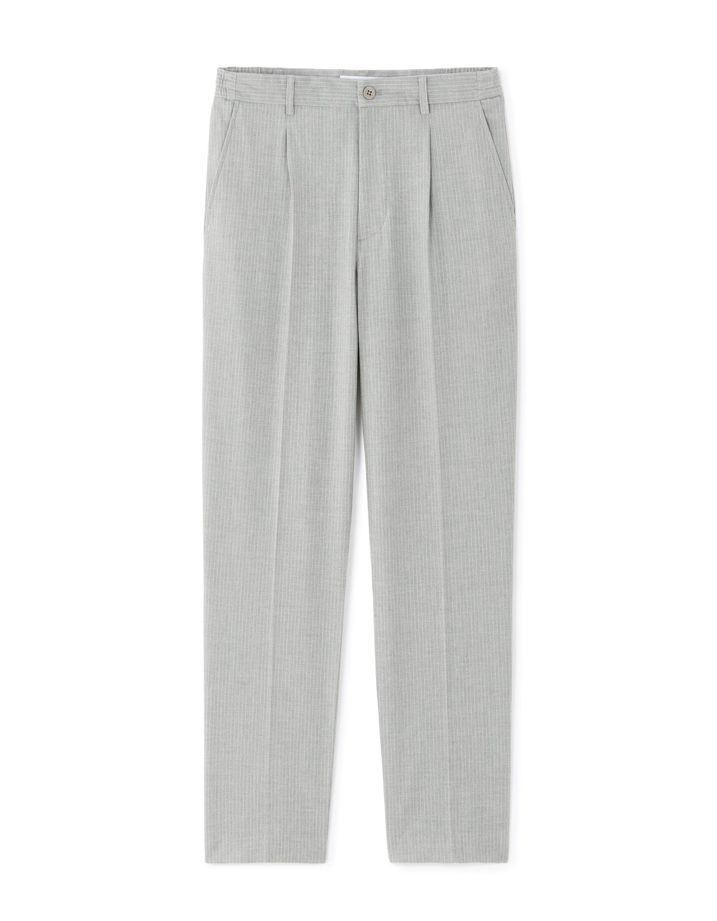 Loose Fit Poly Blend Striped Casual Trouser - Grey