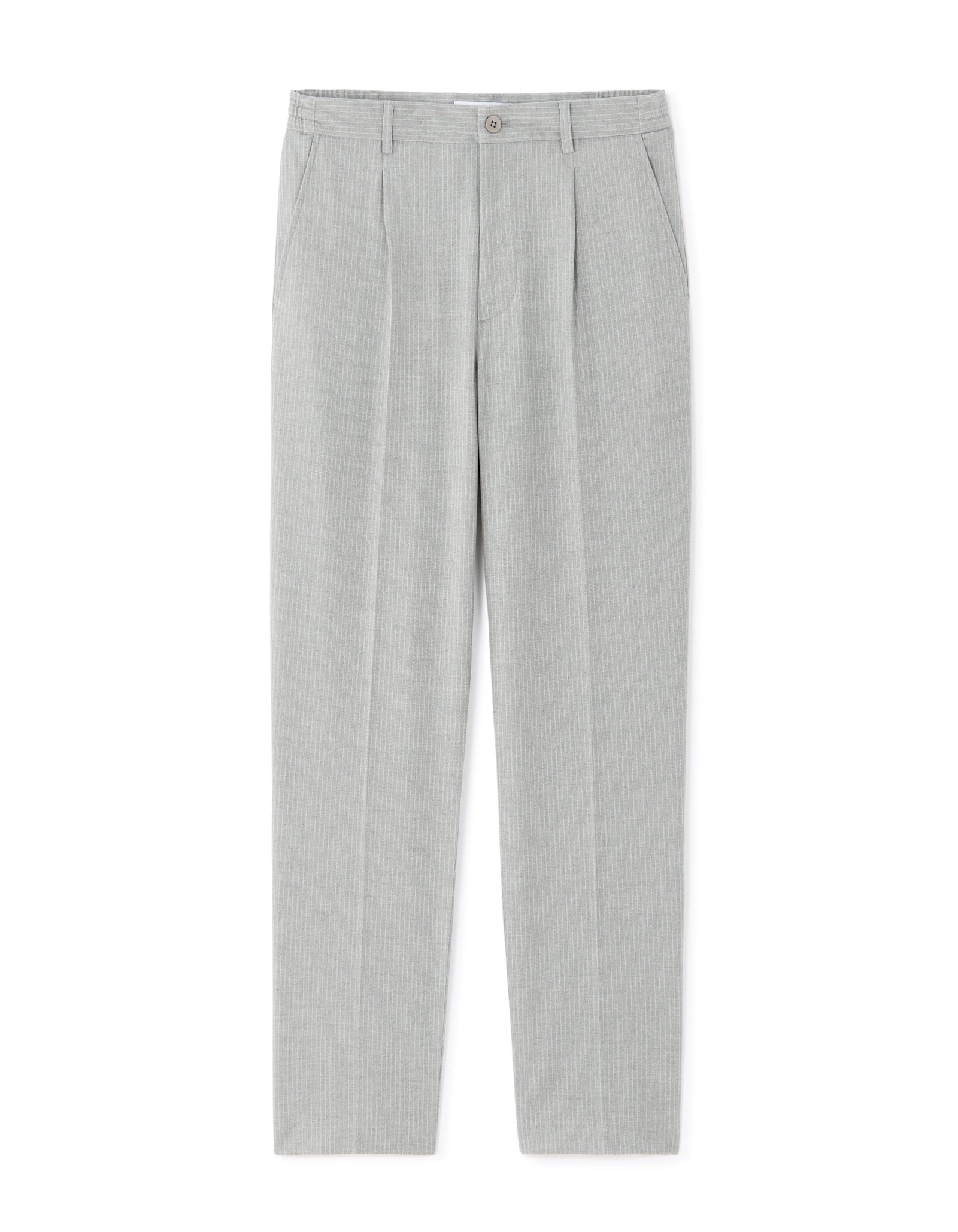 Loose Fit Poly Blend Striped Casual Trouser - Grey