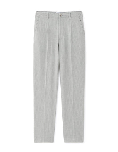 Loose Fit Poly Blend Striped Casual Trouser - Grey