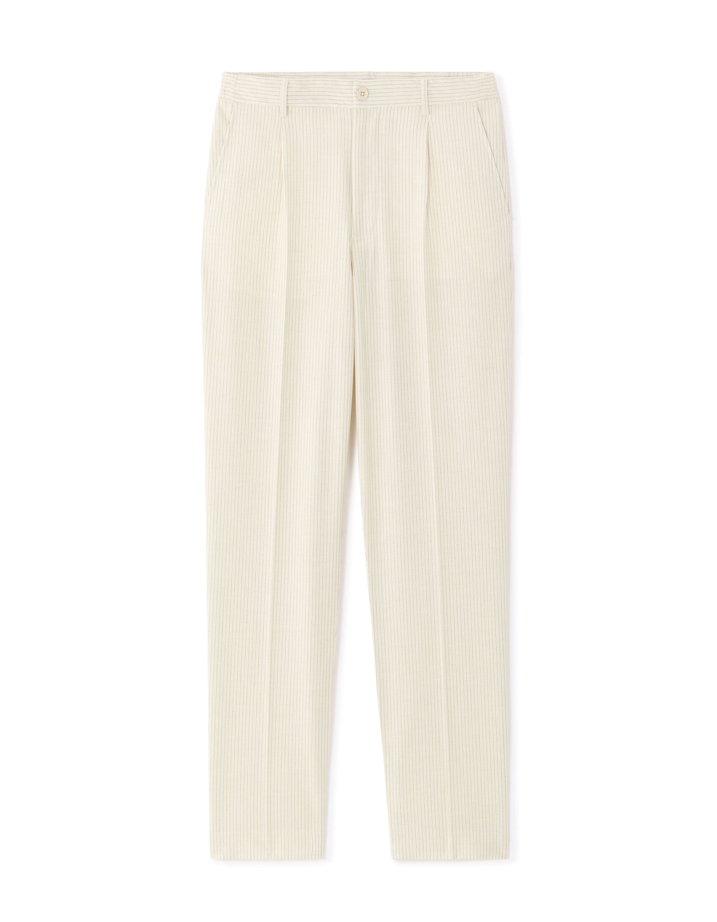 Loose Fit Poly Blend Striped Casual Trouser - Off White