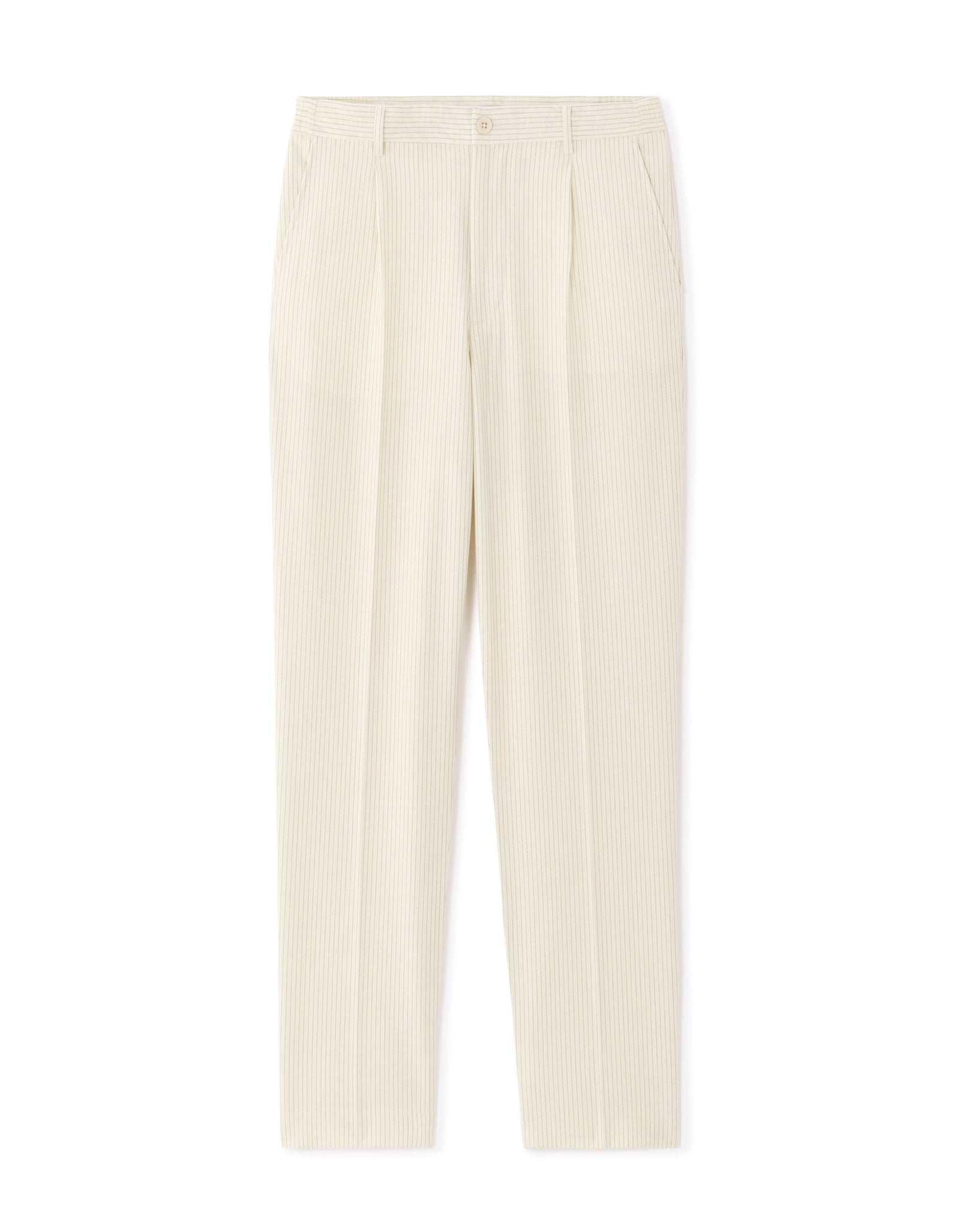 Loose Fit Poly Blend Striped Casual Trouser - Off White