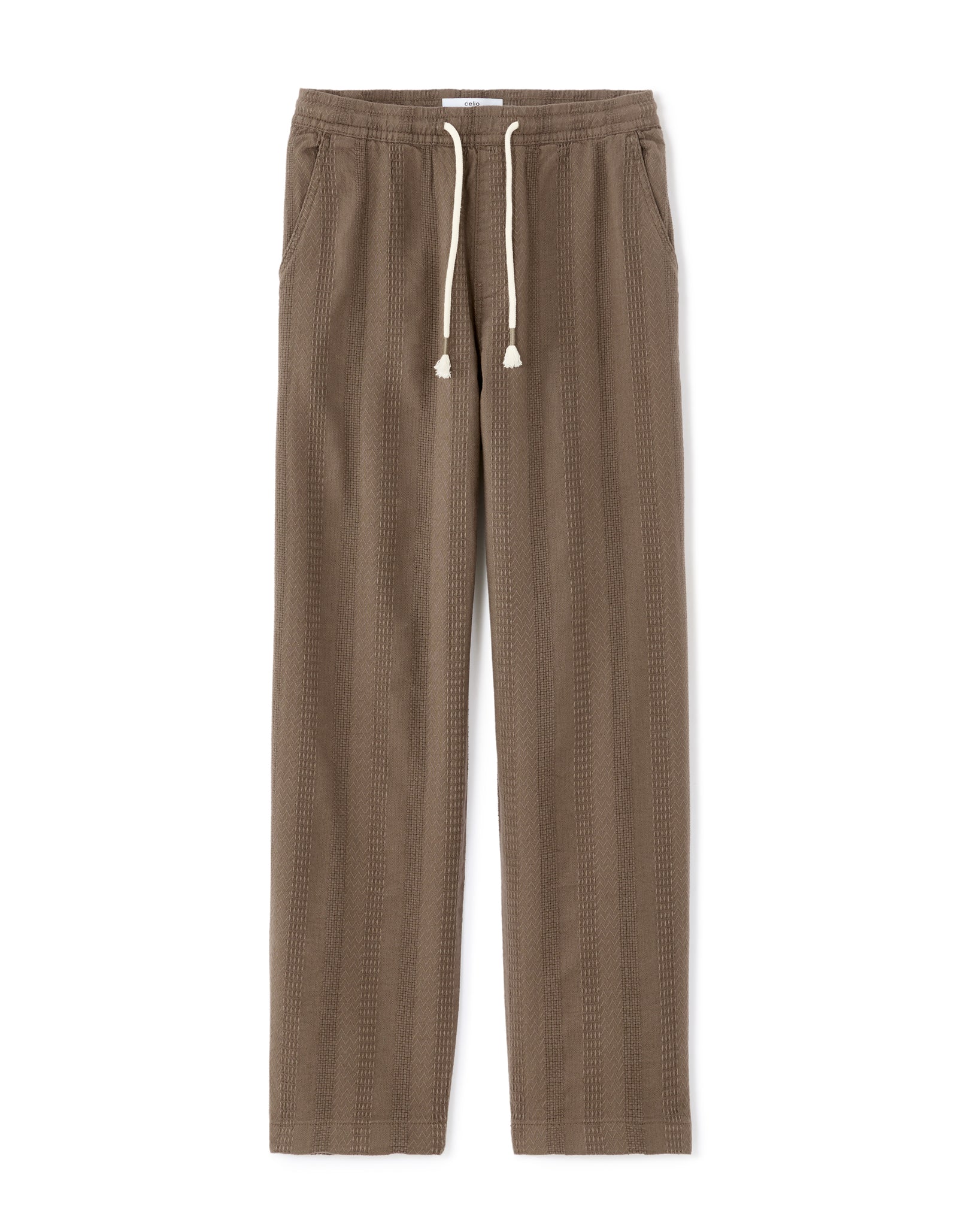 Straight Fit 100% Cotton Solid Casual Trouser - Brown