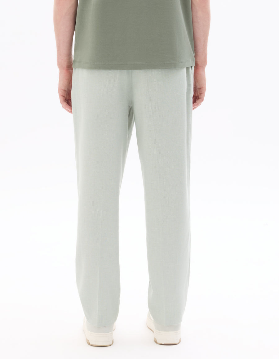 Loose Fit Poly-Cotton Casual Trouser - Green