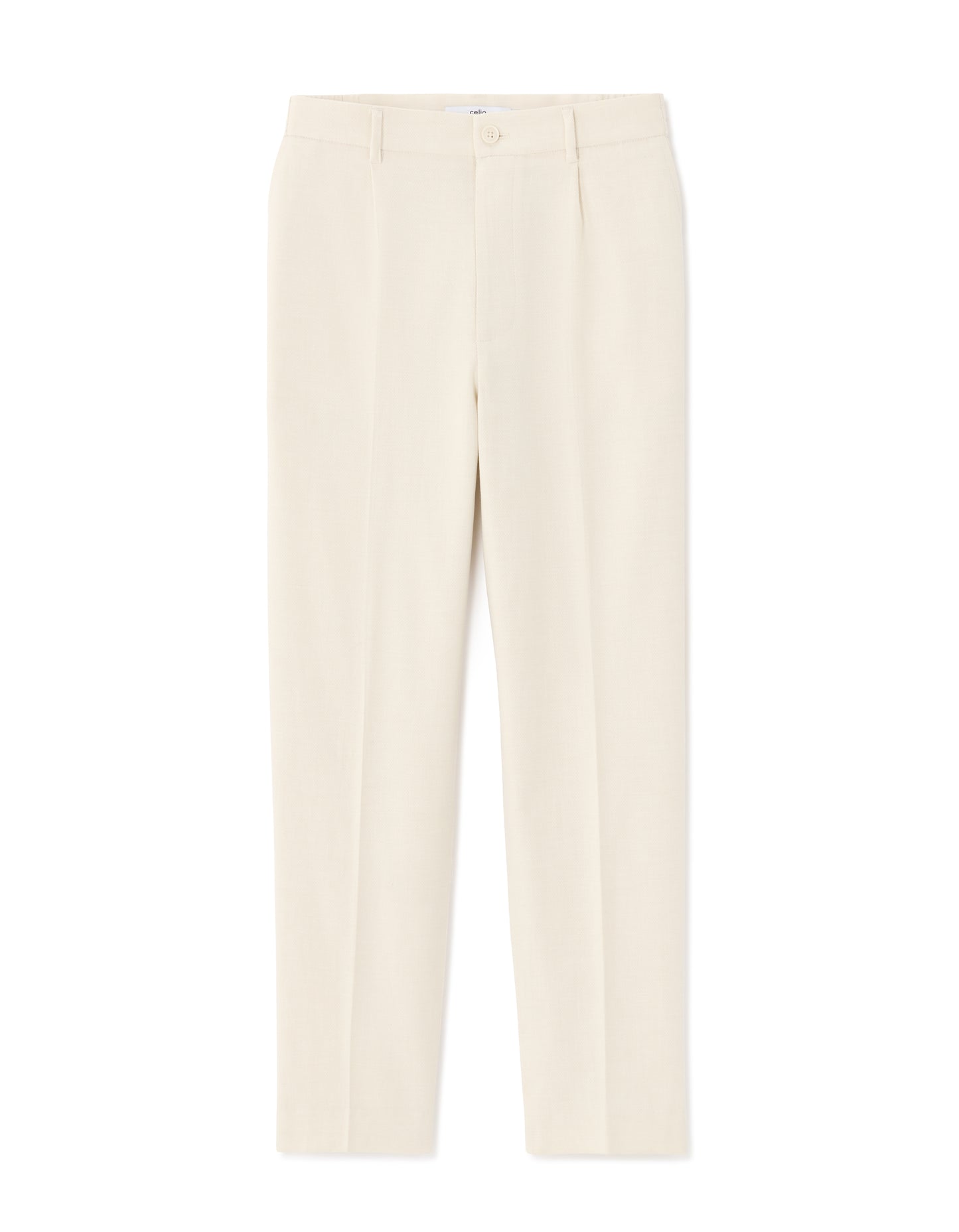 Loose Fit Poly-Cotton Casual Trouser - Off White