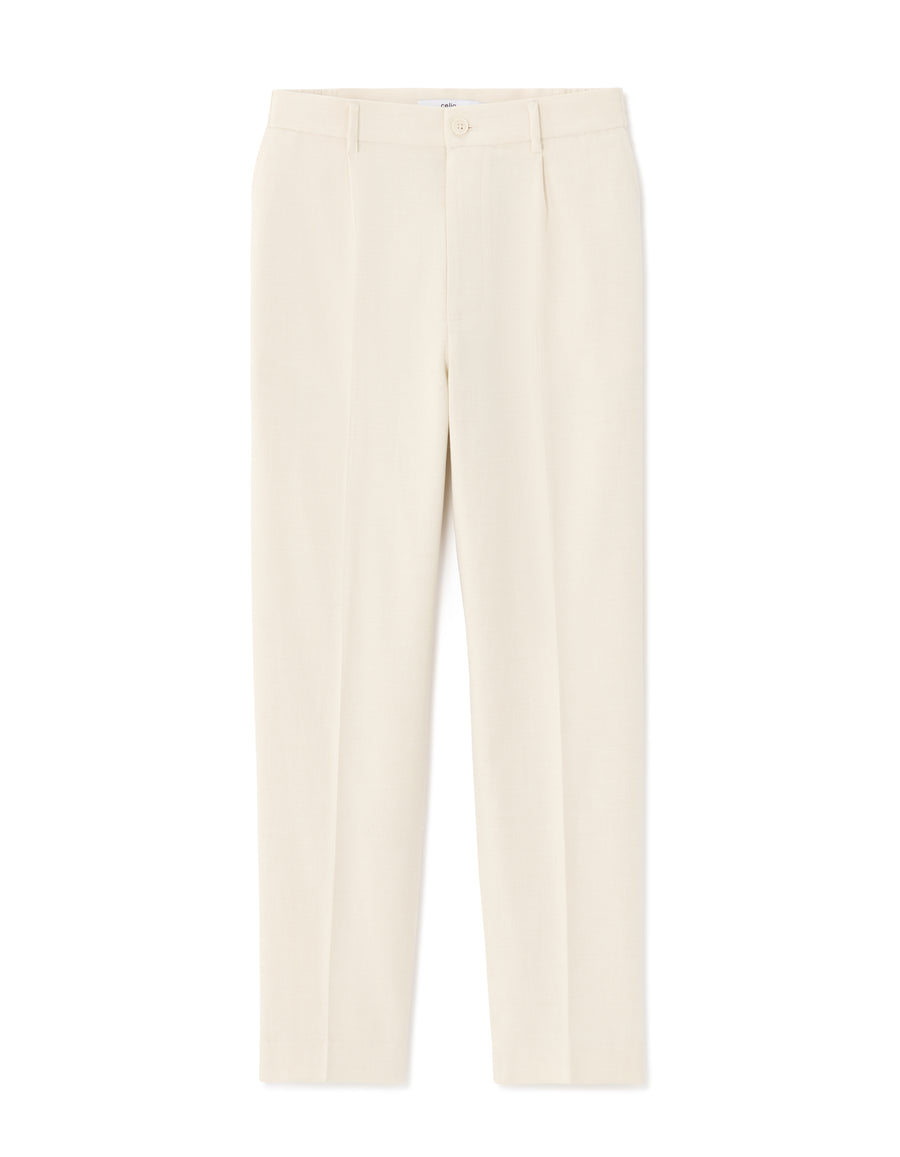 Loose Fit Poly-Cotton Casual Trouser - Off White