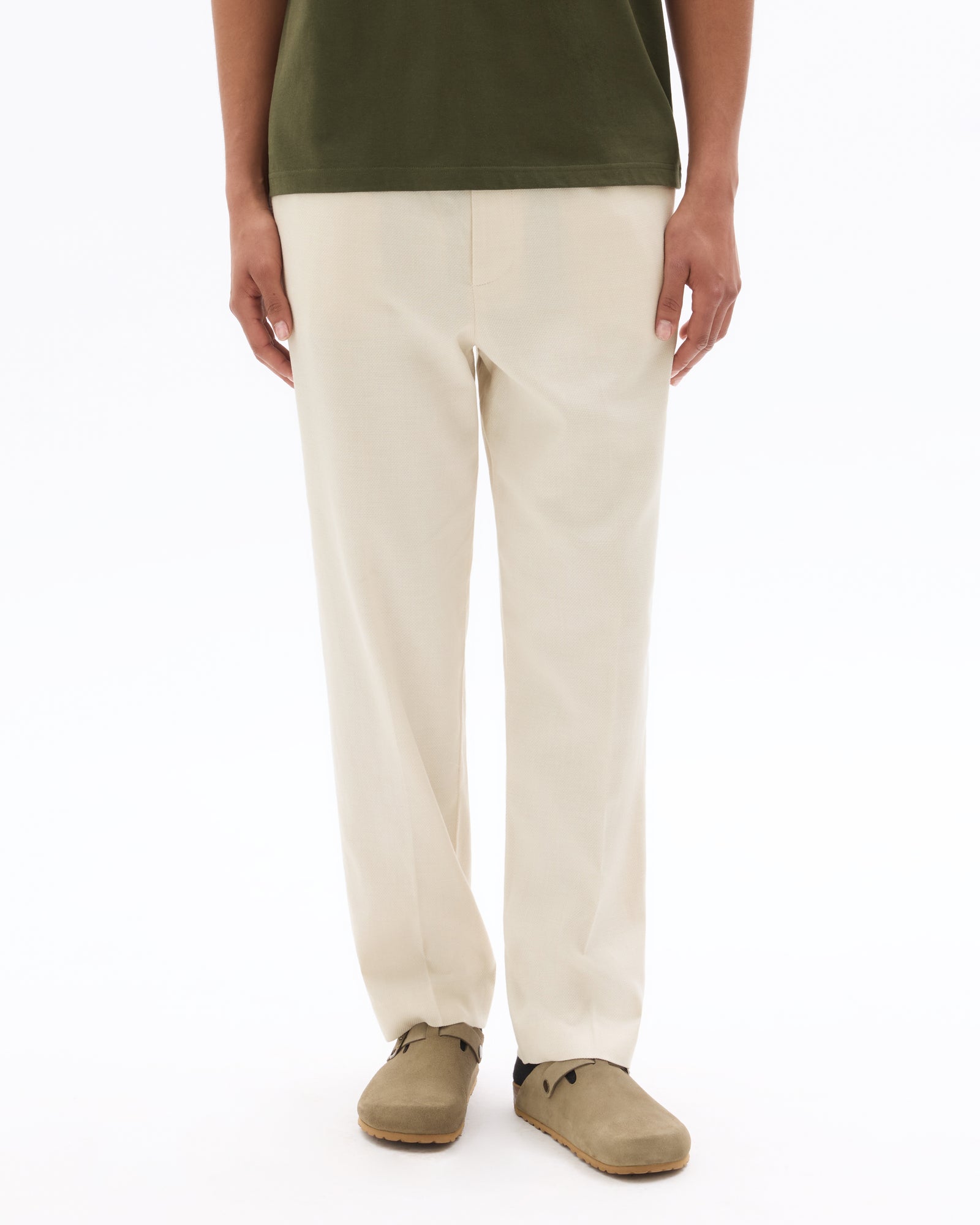 Loose Fit Poly-Cotton Casual Trouser - Off White