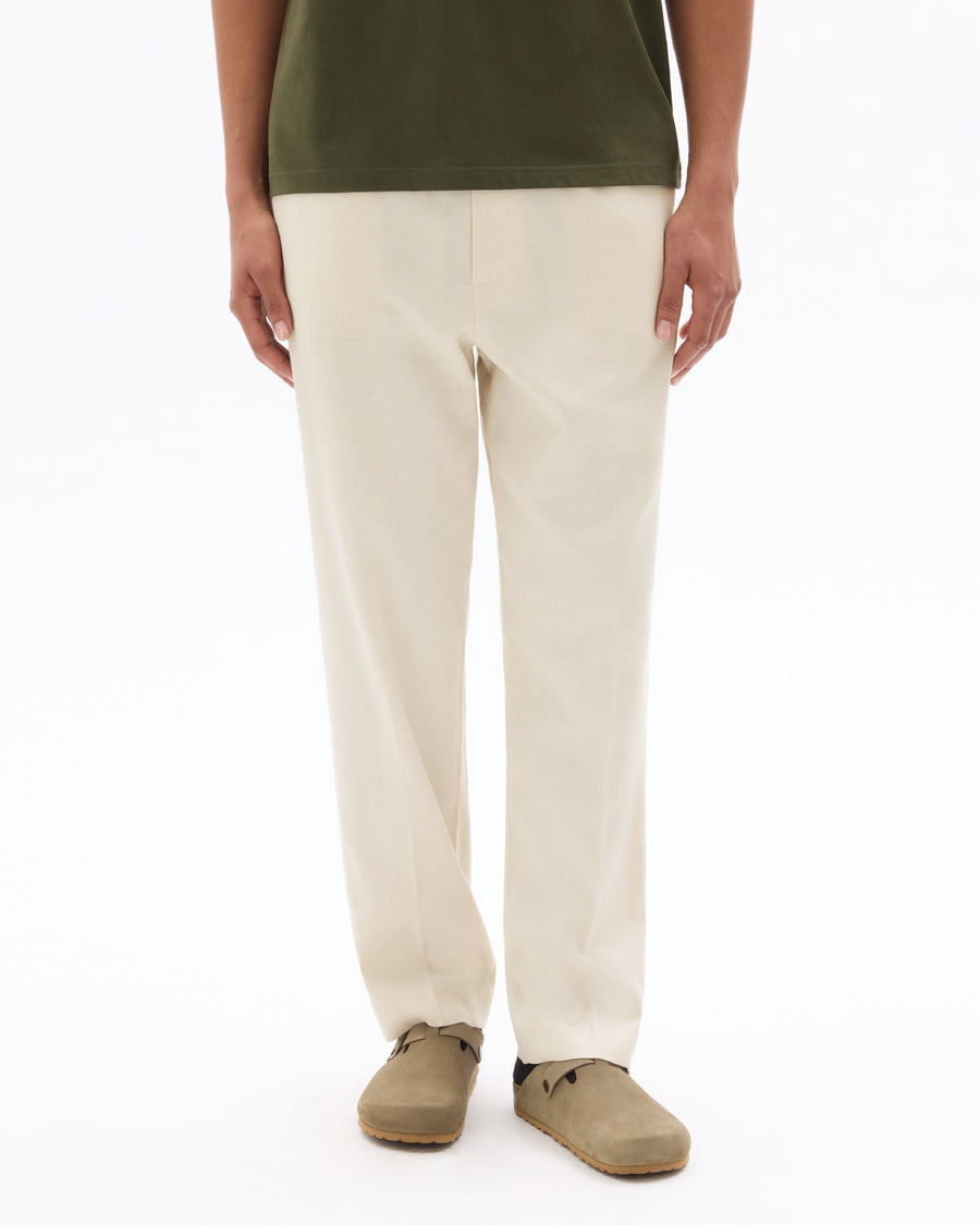 Loose Fit Poly-Cotton Casual Trouser - Off White