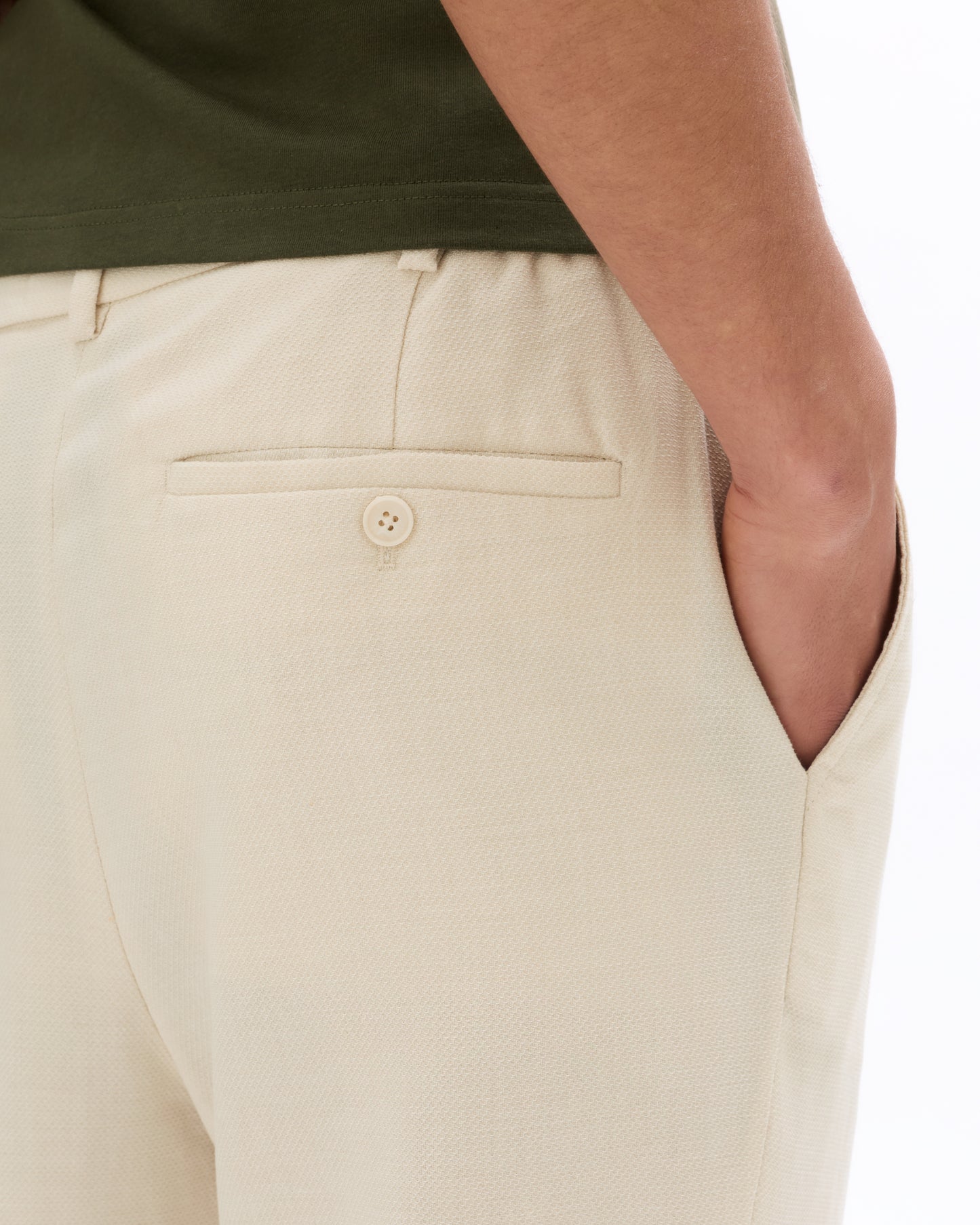 Loose Fit Poly-Cotton Casual Trouser - Off White