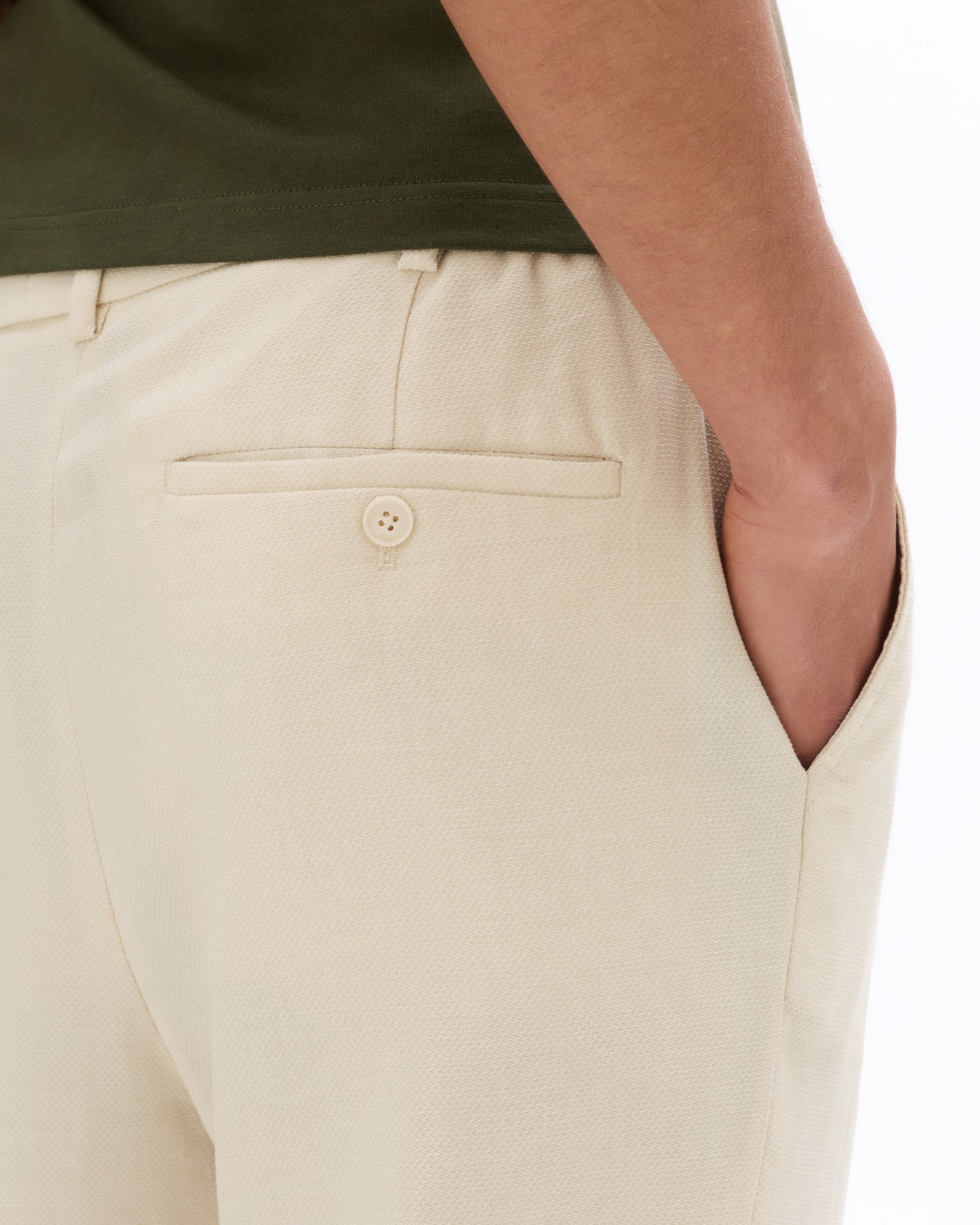 Loose Fit Poly-Cotton Casual Trouser - Off White