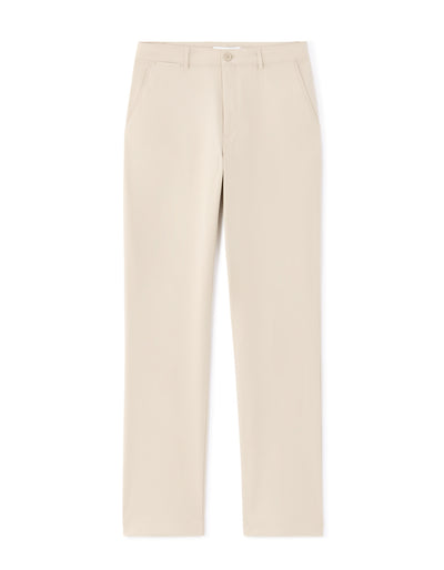 Straight Fit Polyester Casual Trousers - Beige