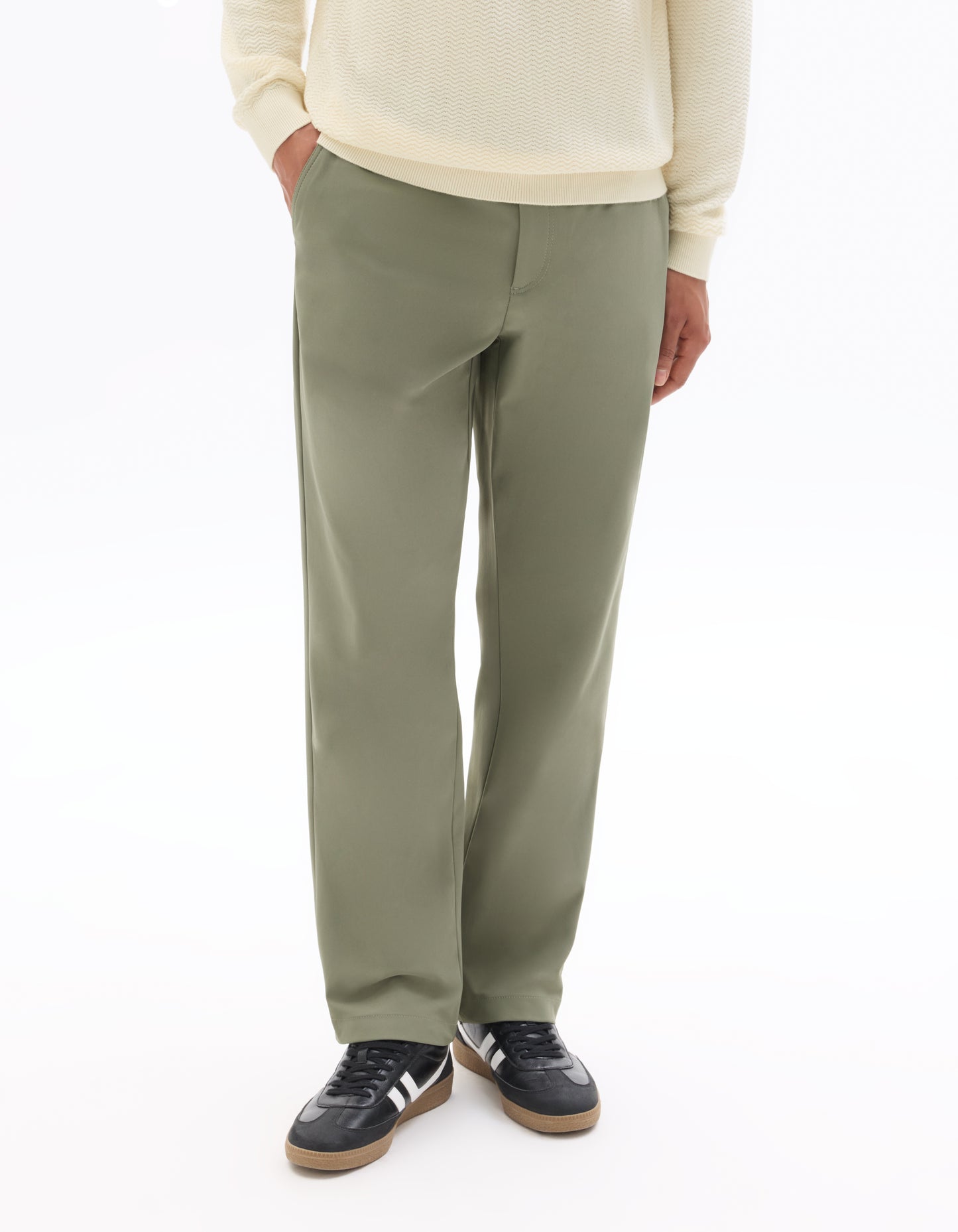Celio Solid  Poly-Blend Green Casual Trouser