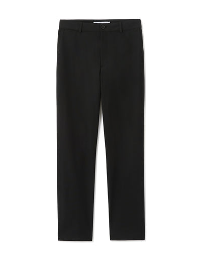 Straight Fit Polyester Casual Trousers - Black