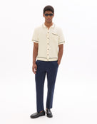 Straight Fit 100% Cotton Solid Casual Trouser - Navy Blue