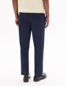 Straight Fit 100% Cotton Solid Casual Trouser - Navy Blue
