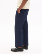 Straight Fit 100% Cotton Solid Casual Trouser - Navy Blue