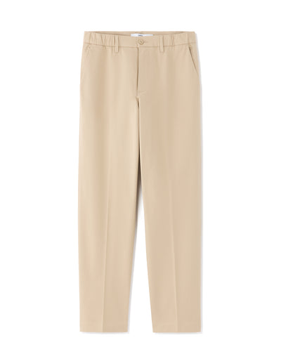 Straight Fit 100% Cotton Solid Casual Trouser - Beige