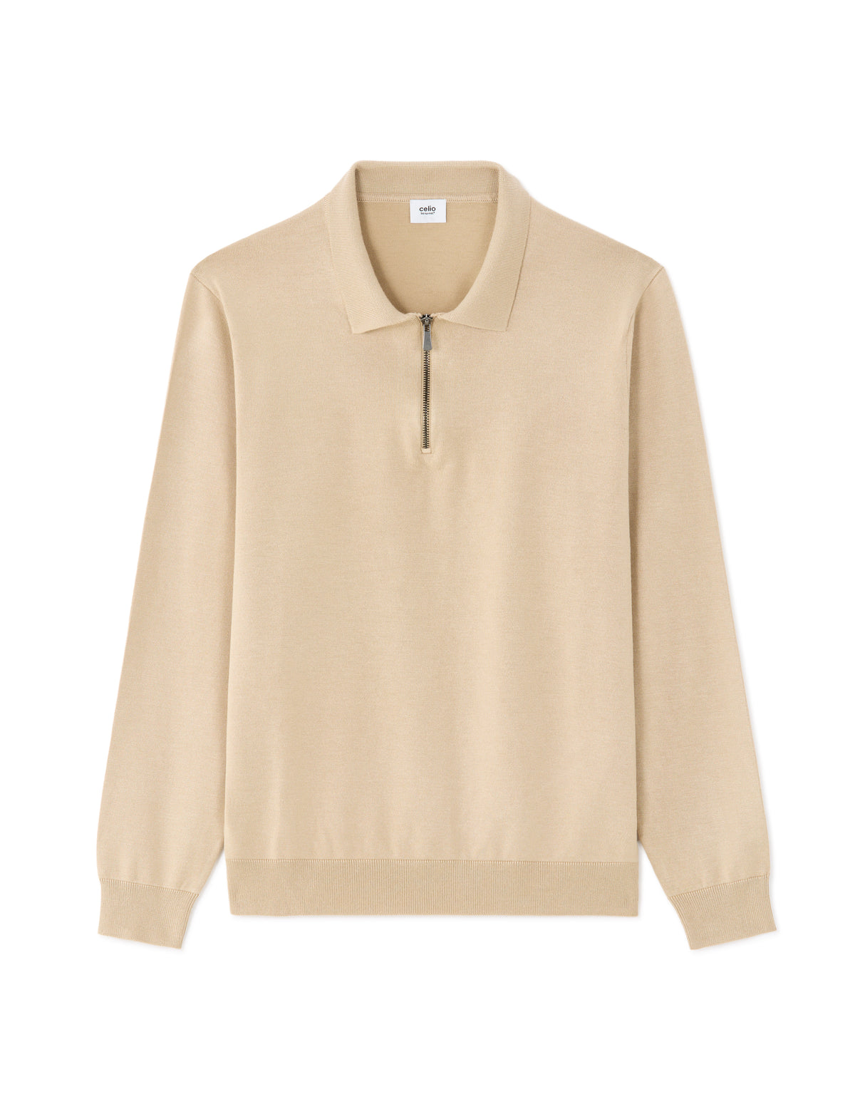 Regular Fit Poly-Cotton Solid Polo Collar Sweaters