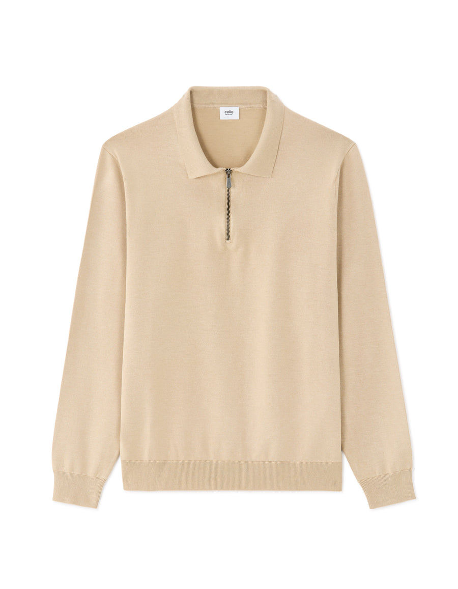Regular Fit Poly-Cotton Solid Polo Collar Sweaters
