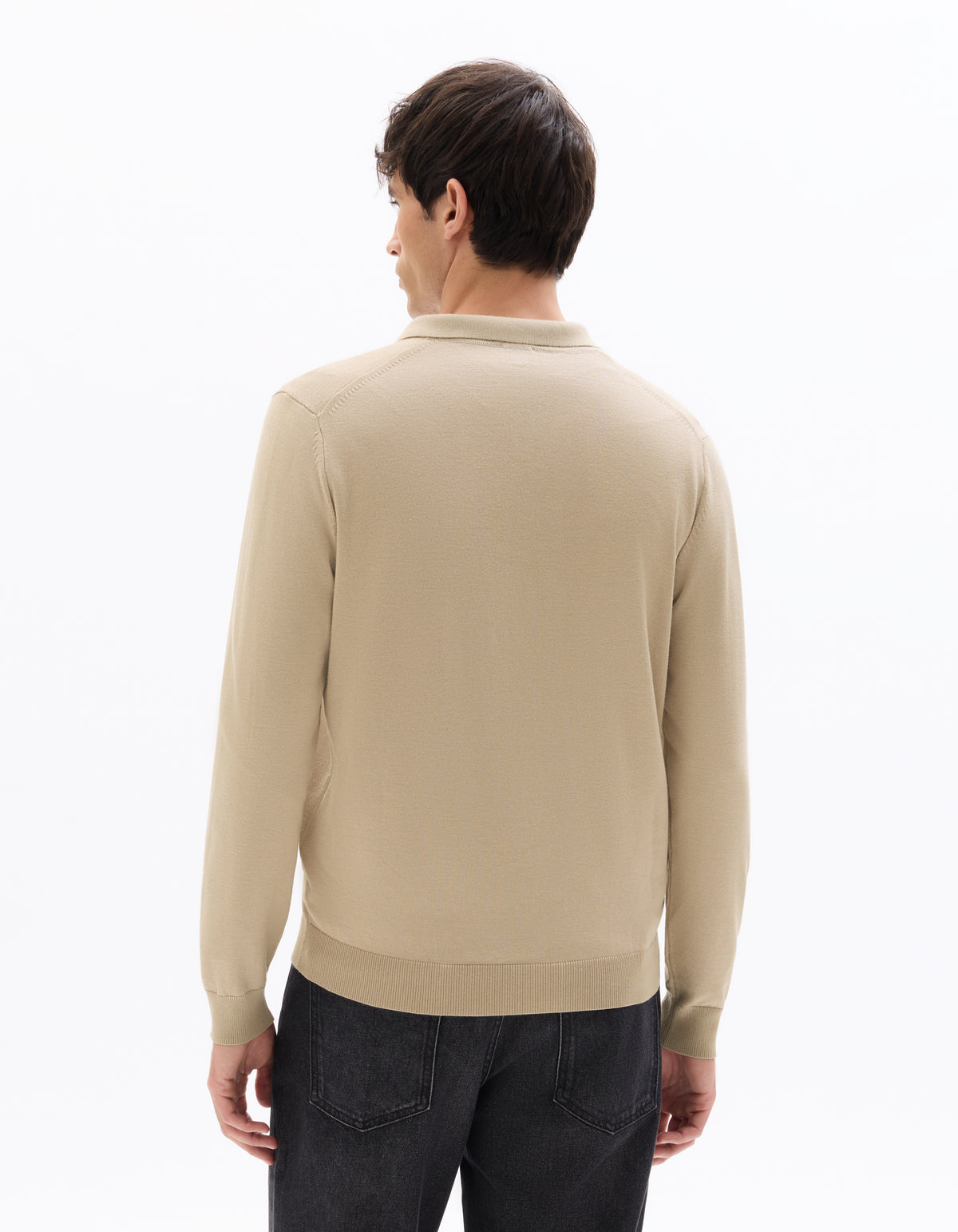 Regular Fit Poly-Cotton Solid Polo Collar Sweaters