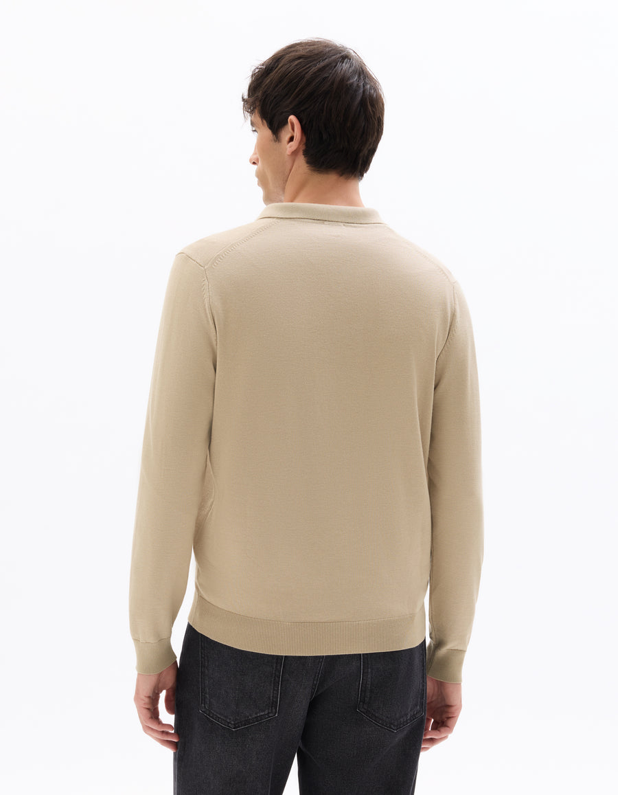 Regular Fit Poly-Cotton Solid Polo Collar Sweaters