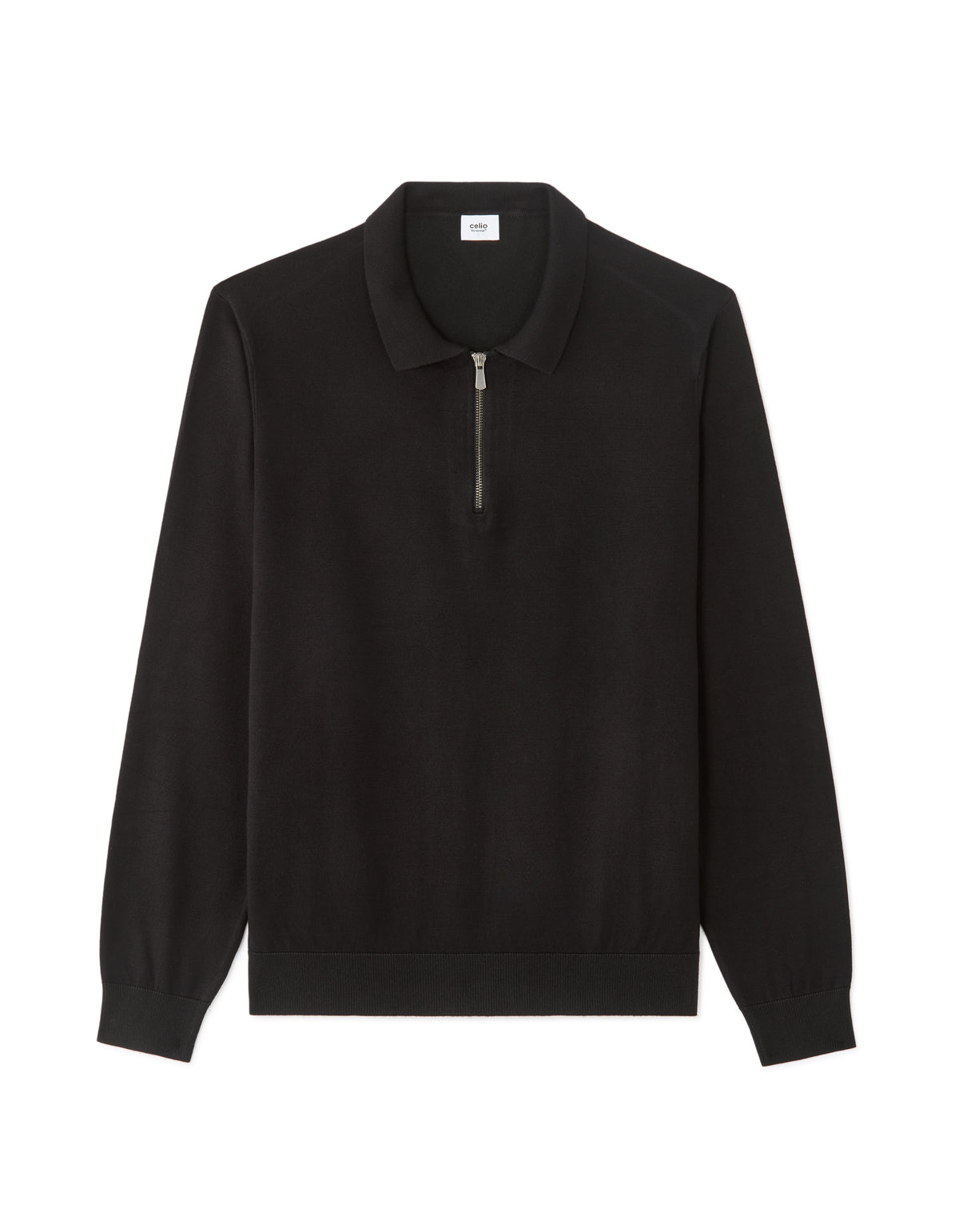 Regular Fit Poly-Cotton Solid Polo Collar Sweaters