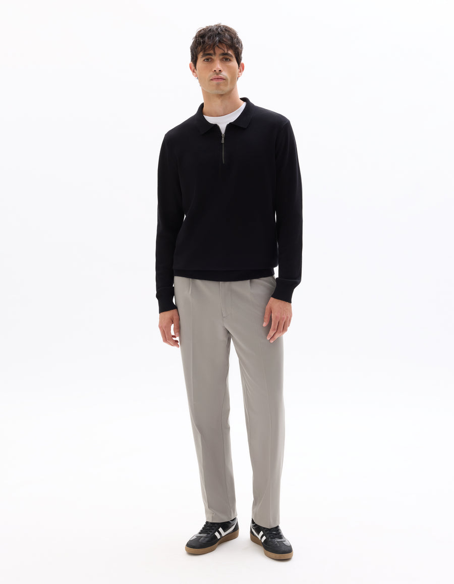 Regular Fit Poly-Cotton Solid Polo Collar Sweaters