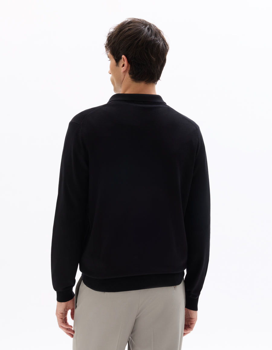 Regular Fit Poly-Cotton Solid Polo Collar Sweaters