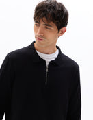 Regular Fit Poly-Cotton Solid Polo Collar Sweaters