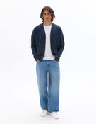 Regular Fit Poly Viscose Knitted V Neck Sweaters - Navy Blue