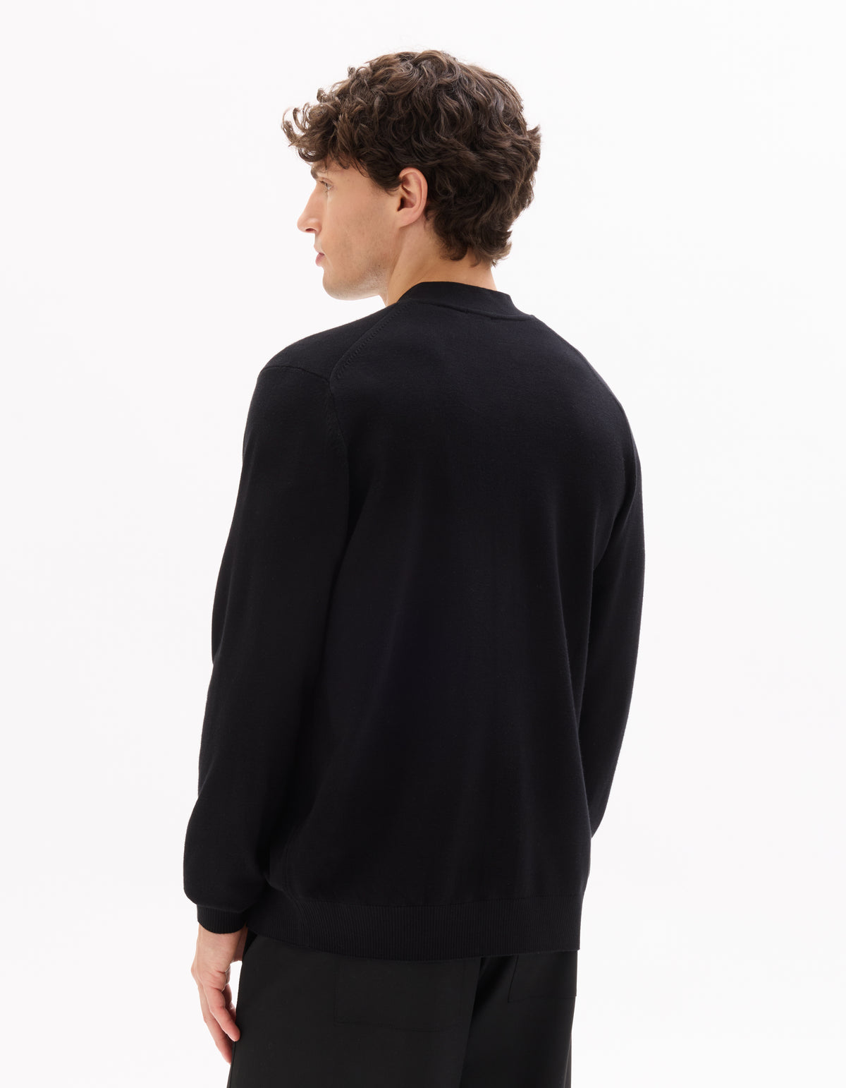 Regular Fit Poly Viscose Knitted V Neck Sweaters - Black
