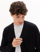 Regular Fit Poly Viscose Knitted V Neck Sweaters - Black