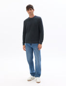 Regular Fit Poly-Cotton Textured Crew Neck Sweaters
