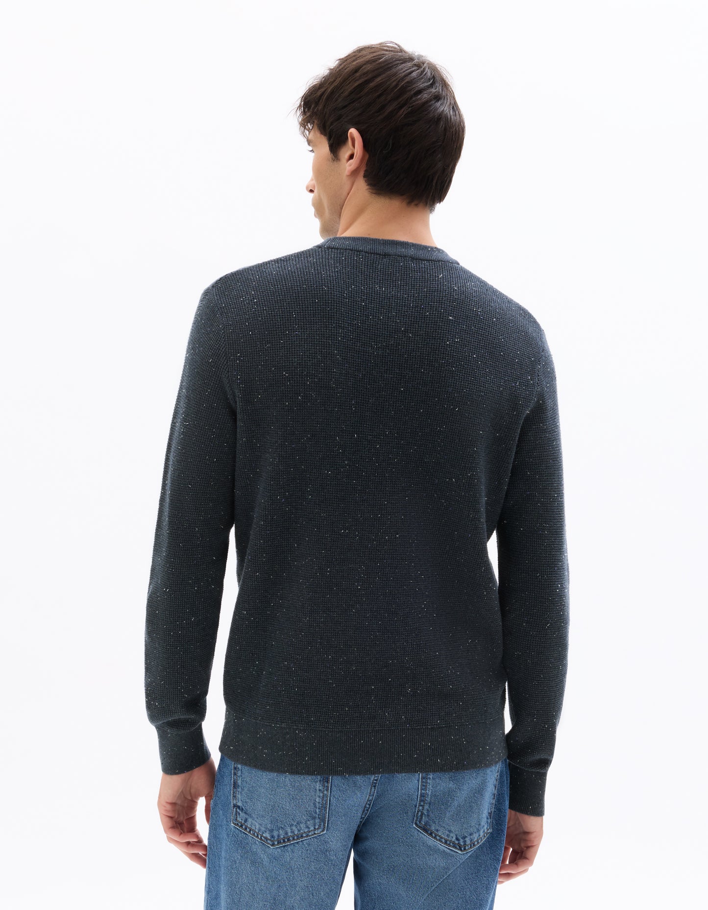 Regular Fit Poly-Cotton Textured Crew Neck Sweaters