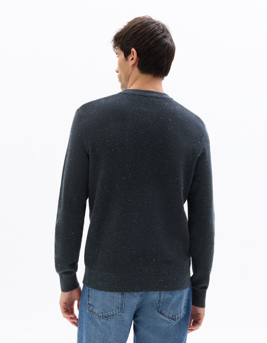 Regular Fit Poly-Cotton Textured Crew Neck Sweaters