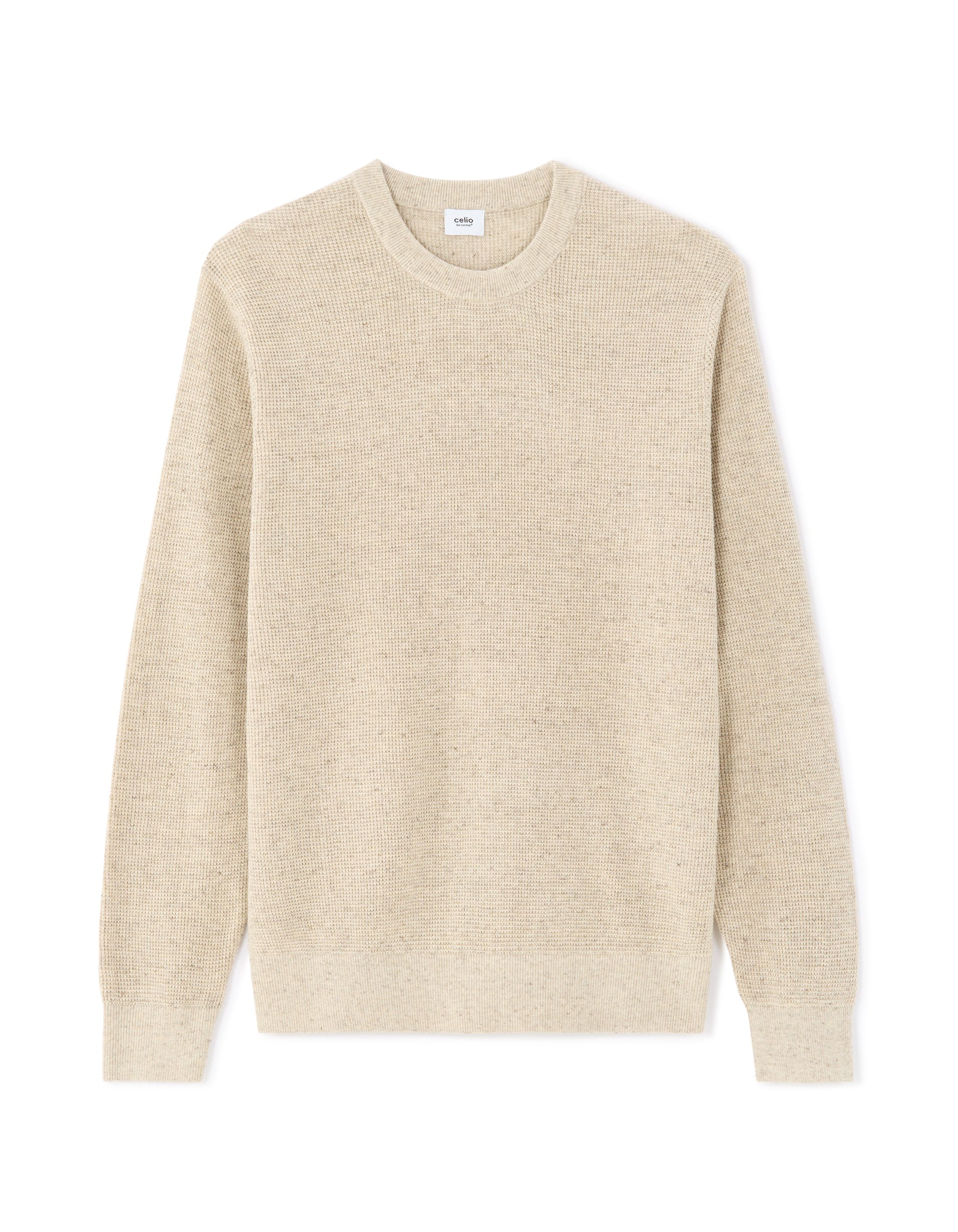 Regular Fit Poly-Cotton Textured Crew Neck Sweaters