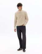 Regular Fit Poly-Cotton Textured Crew Neck Sweaters