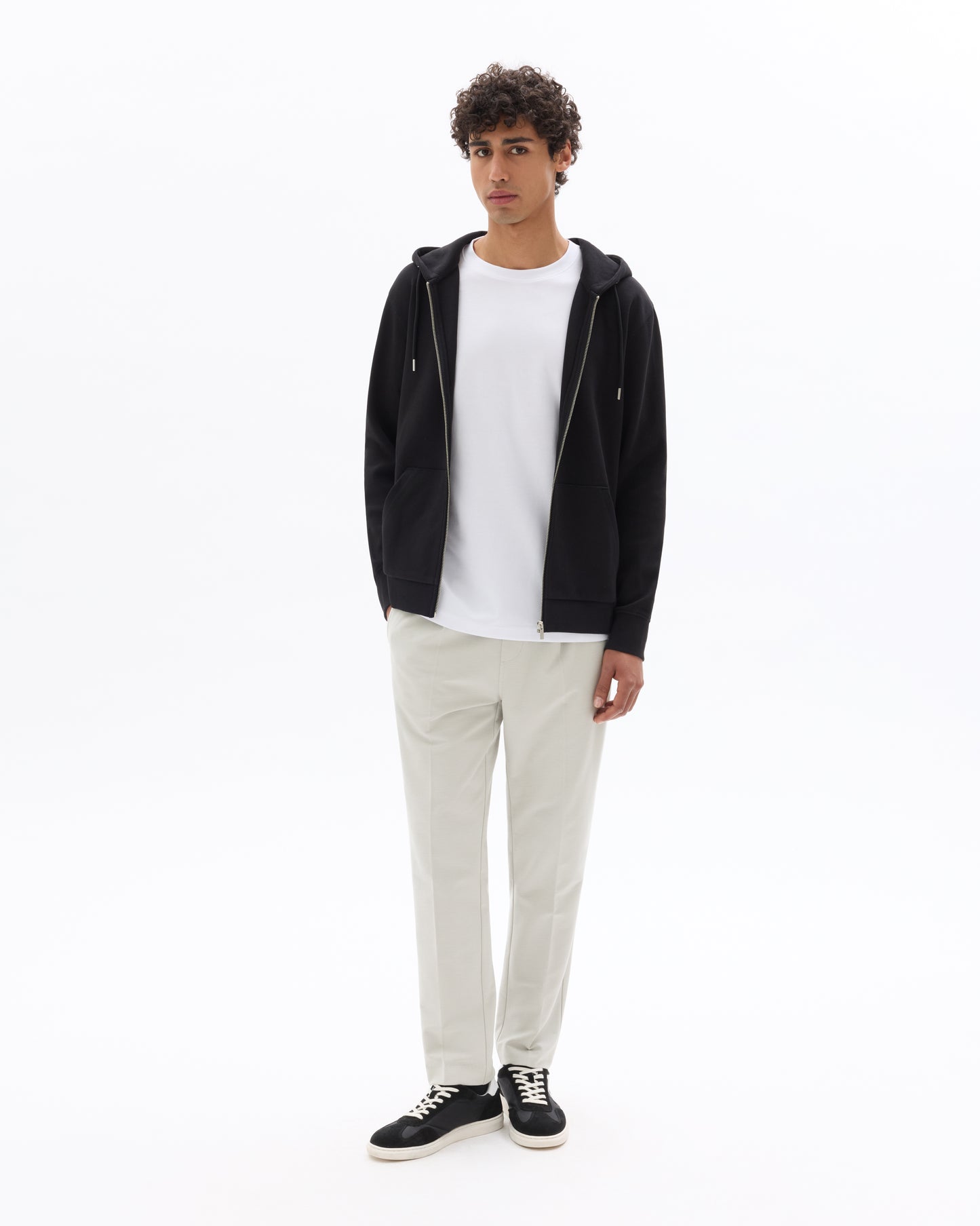 Straight Fit Poly-Cotton Solid Casual Trouser - Grey