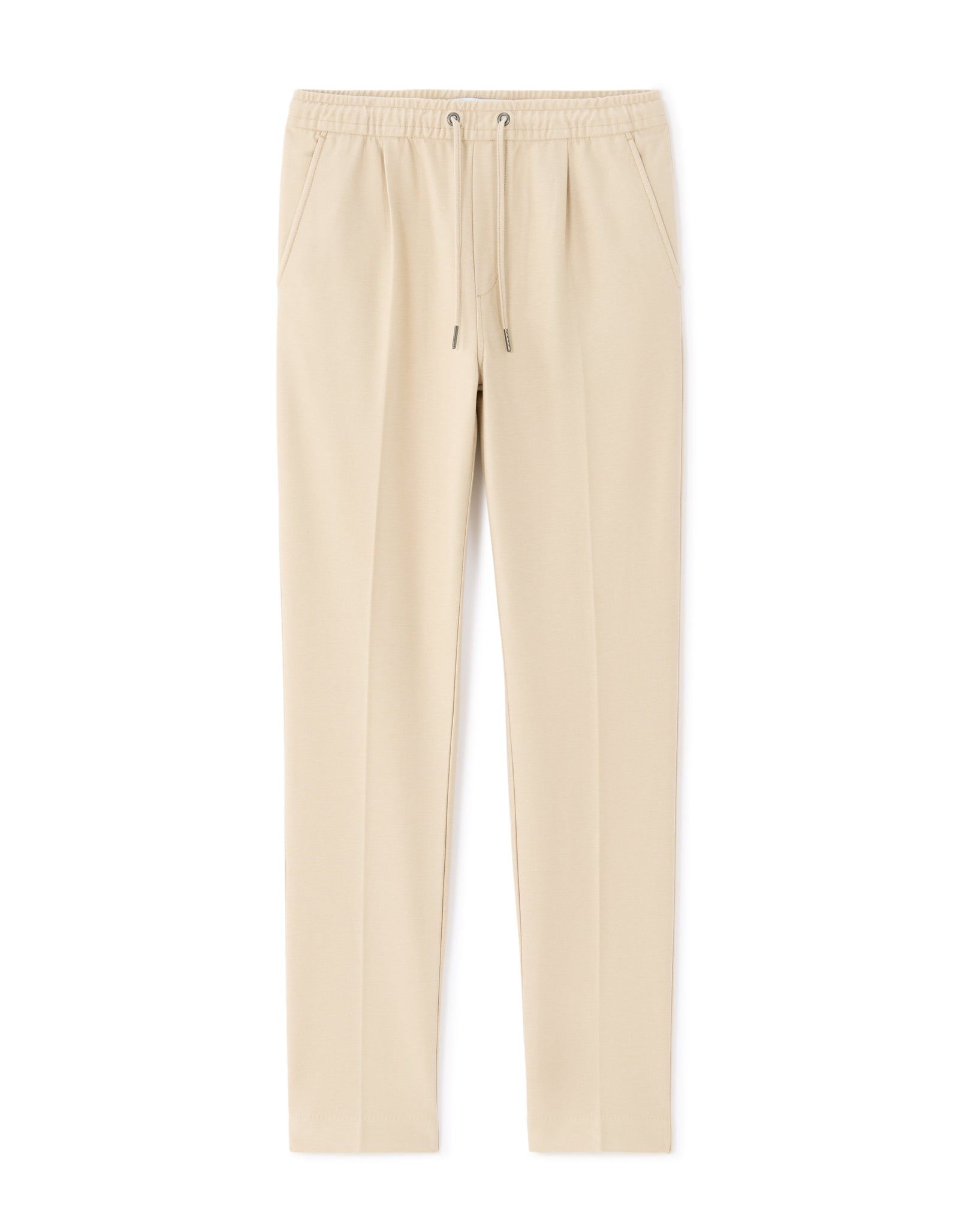 Straight Fit Poly-Cotton Solid Casual Trouser - Beige