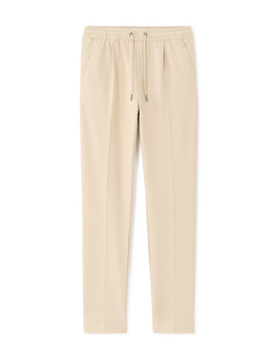 Straight Fit Poly-Cotton Solid Casual Trouser - Beige