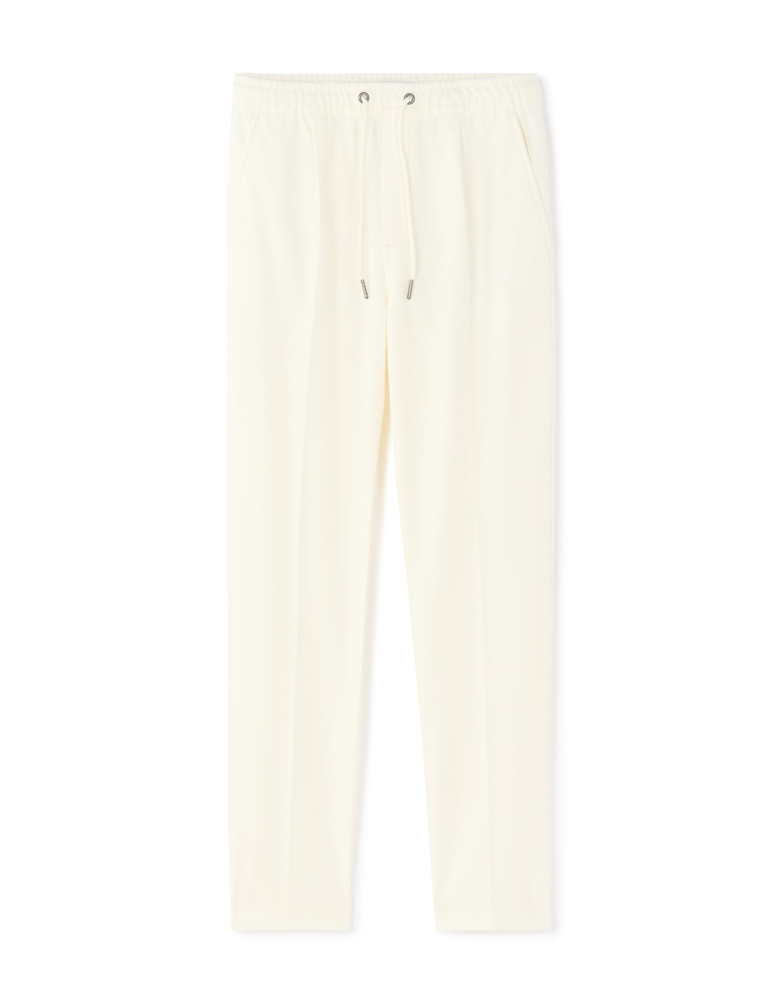 Straight Fit Poly-Cotton Solid Casual Trouser - Off White