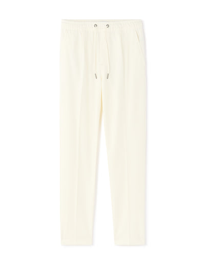 Straight Fit Poly-Cotton Solid Casual Trouser - Off White