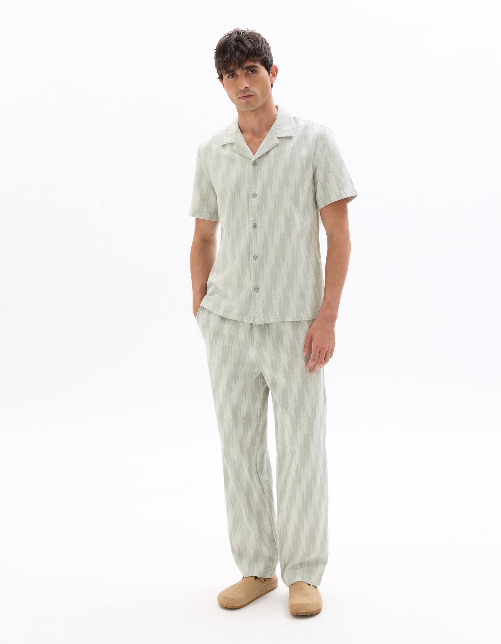 Straight Fit 100% 100% Cotton Printed Casual Trouser - Khaki