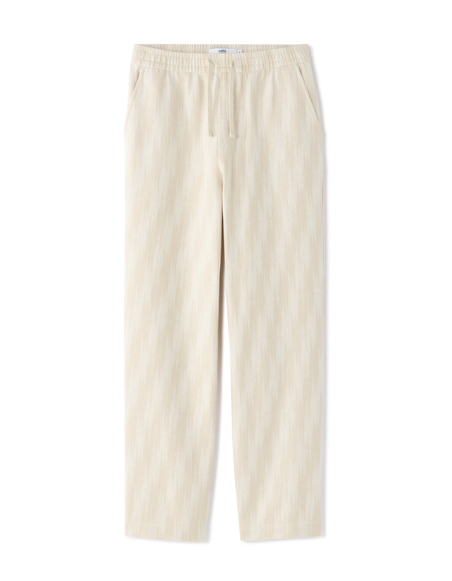 Straight Fit 100% 100% Cotton Printed Casual Trouser - Beige