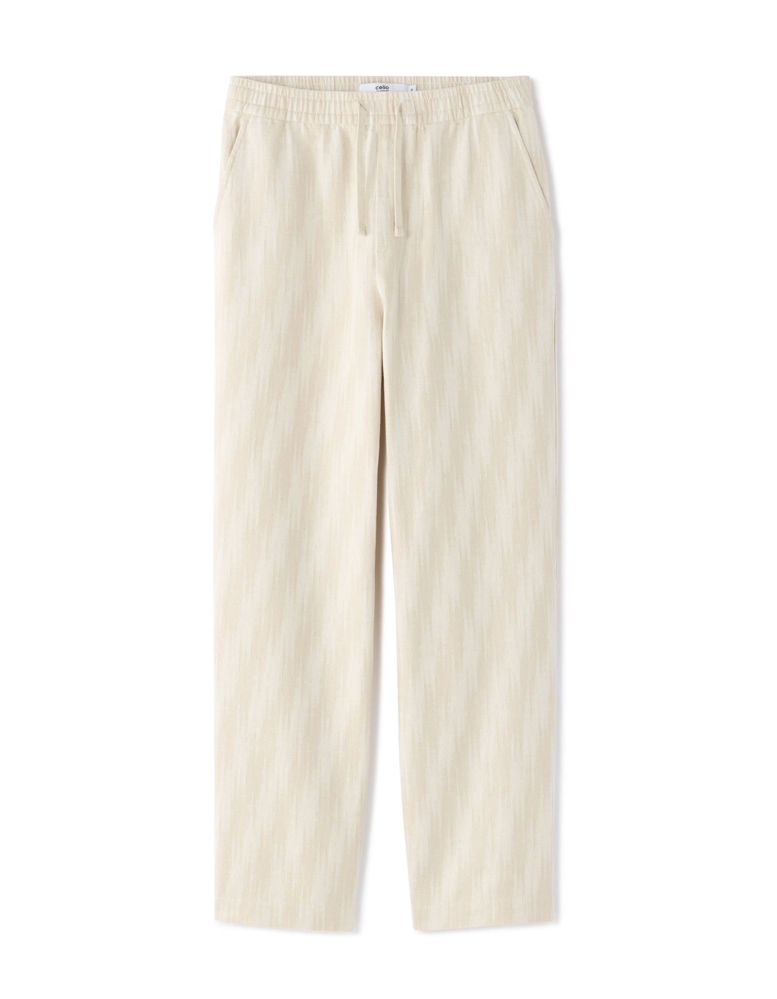 Straight Fit 100% 100% Cotton Printed Casual Trouser - Beige